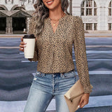 Top Fall Women's Clothing Commute Style Long Sleeve Leopard-print Shirt - Nioor