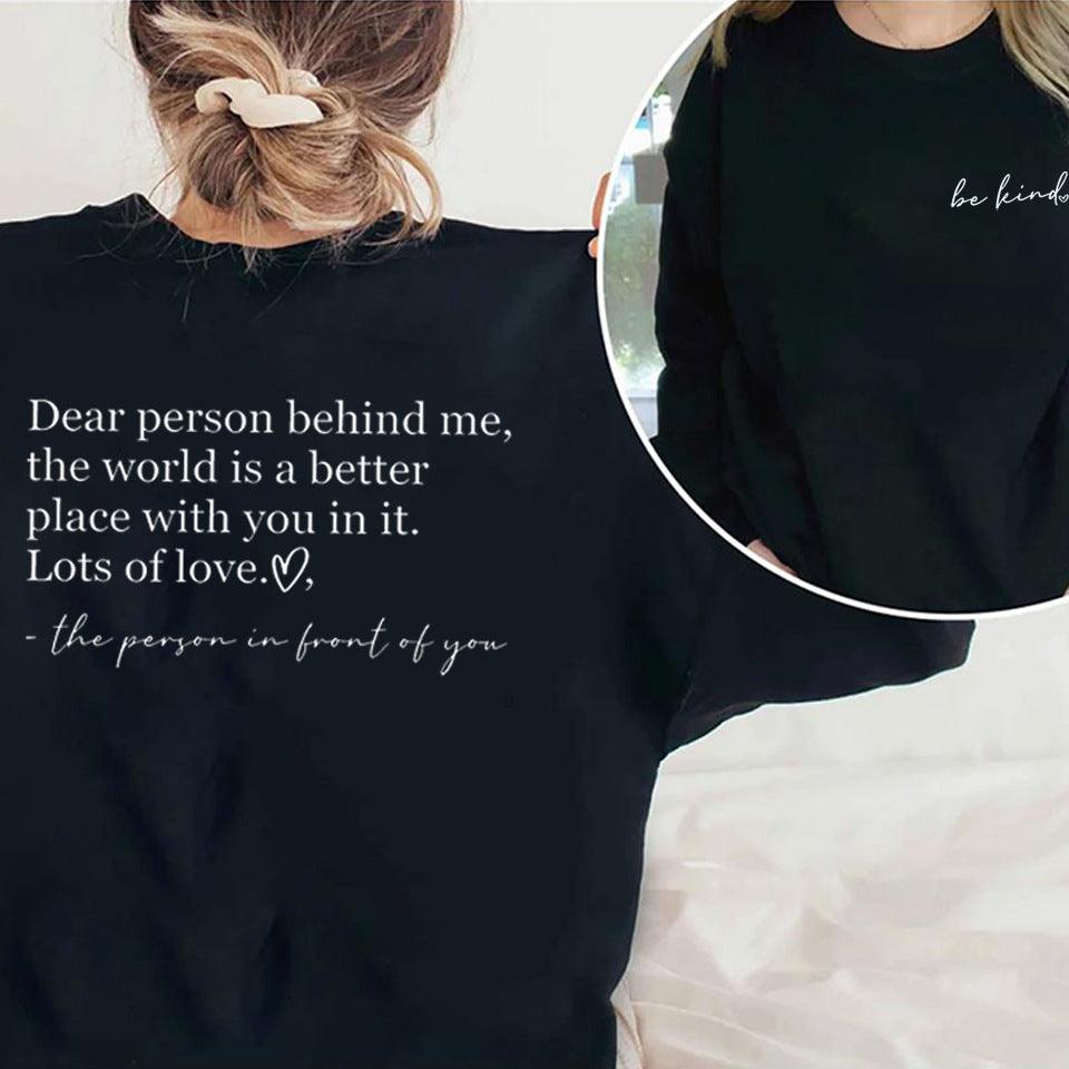 Tops Be Kind Logo Language Women's Blessing Inspirational Teacher Loose Sweater - Nioor