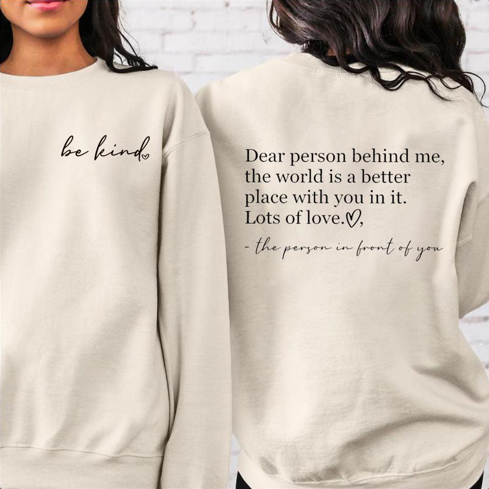 Tops Be Kind Logo Language Women's Blessing Inspirational Teacher Loose Sweater - Nioor