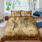 Treasure Map Digital Printing Three-Piece Customized DIY Cross-Border Amazon Bedding Nautical Chart Retro - Nioor