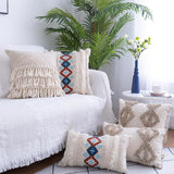 Tufted Throw Pillow Moroccan Fringed Waist Pillow Case - Nioor