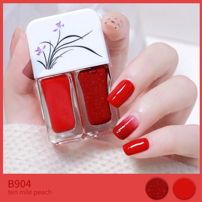 Two-tone Nail Polish New Autumn And Winter Free Baking Explosion Type Water-based Twin Set - Nioor