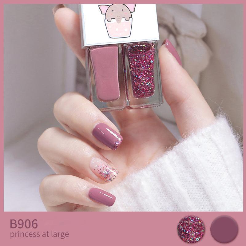 Two-tone Nail Polish New Autumn And Winter Free Baking Explosion Type Water-based Twin Set - Nioor