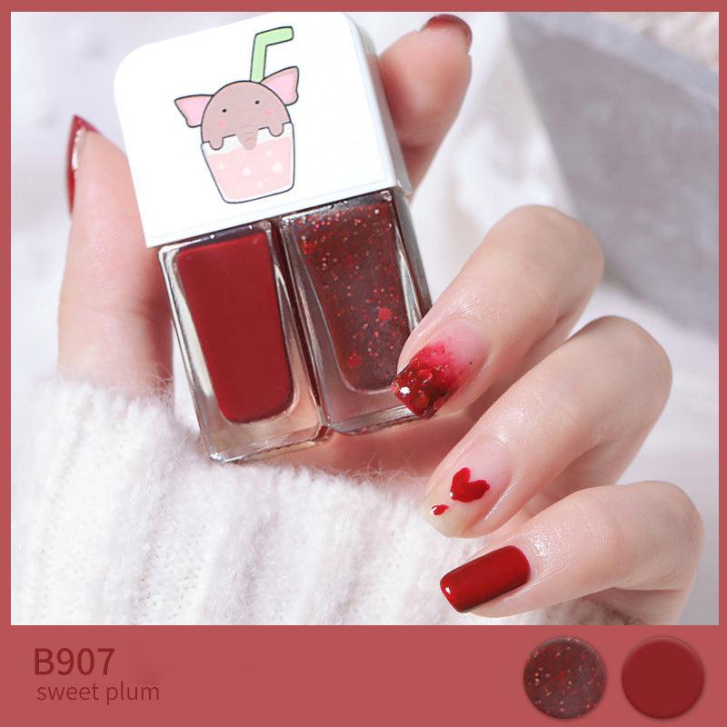 Two-tone Nail Polish New Autumn And Winter Free Baking Explosion Type Water-based Twin Set - Nioor