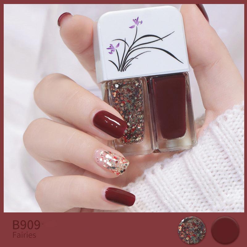 Two-tone Nail Polish New Autumn And Winter Free Baking Explosion Type Water-based Twin Set - Nioor