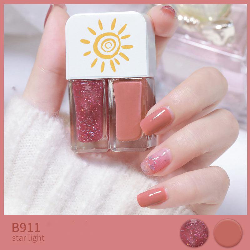 Two-tone Nail Polish New Autumn And Winter Free Baking Explosion Type Water-based Twin Set - Nioor