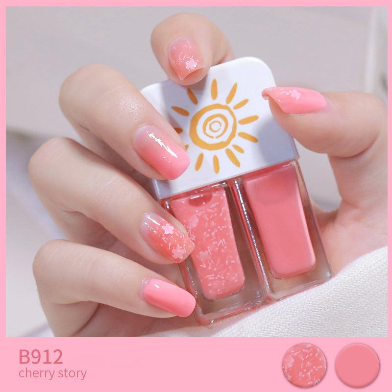 Two-tone Nail Polish New Autumn And Winter Free Baking Explosion Type Water-based Twin Set - Nioor