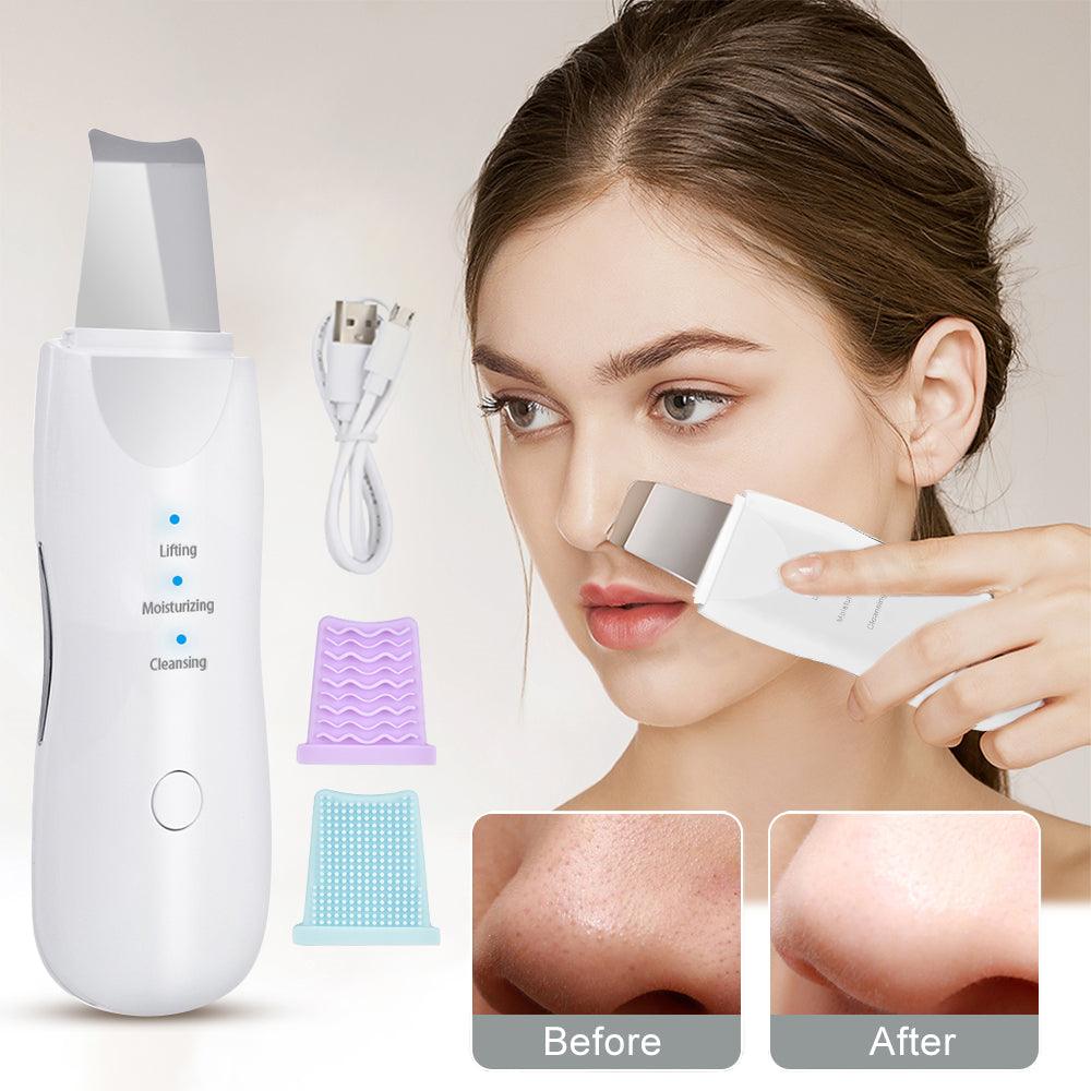 Ultrasonic Skin Scrubber Deep Face Cleaning Machine Peeling Shovel Facial Pore Cleaner Face Skin Scrubber Lift Beauty Instrument Ultrasonic Facial Scrubber Pore Blackhead Remover Spatula Deep Skin Spa - Nioor