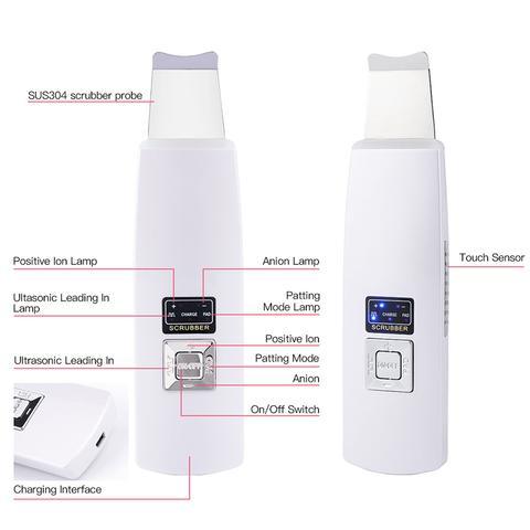 Ultrasonic Skin Scrubber Face Cleanser Blackhead Acne Removal Facial Spa Vibration Massager Ultrasound Peeling Clean Machine 394 - Nioor