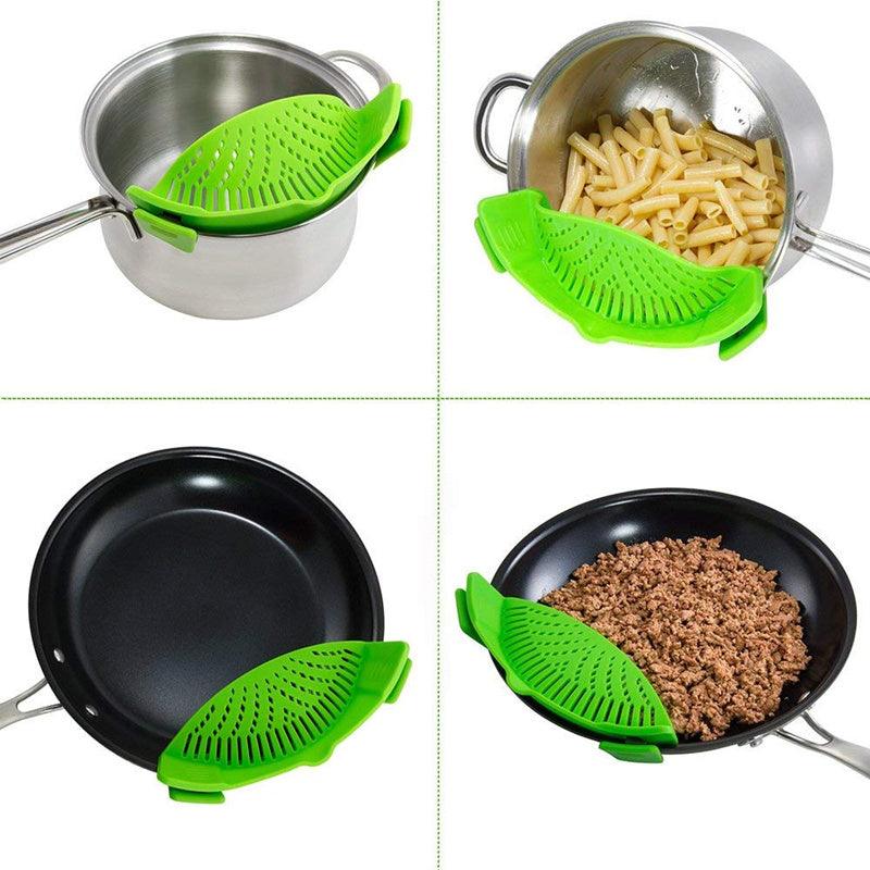 Universal Silicone Clip-on Pan Pot Strainer Anti-spill Pasta Pot Strainer Food Grade Rice Fruit Colander Strainer - Nioor