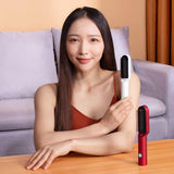 USB Portable Hot Air Comb Rechargable Professional Hair Dryer Brush 2 In1 Mini Hair Straightener Curler Brush Hair Styler - Nioor