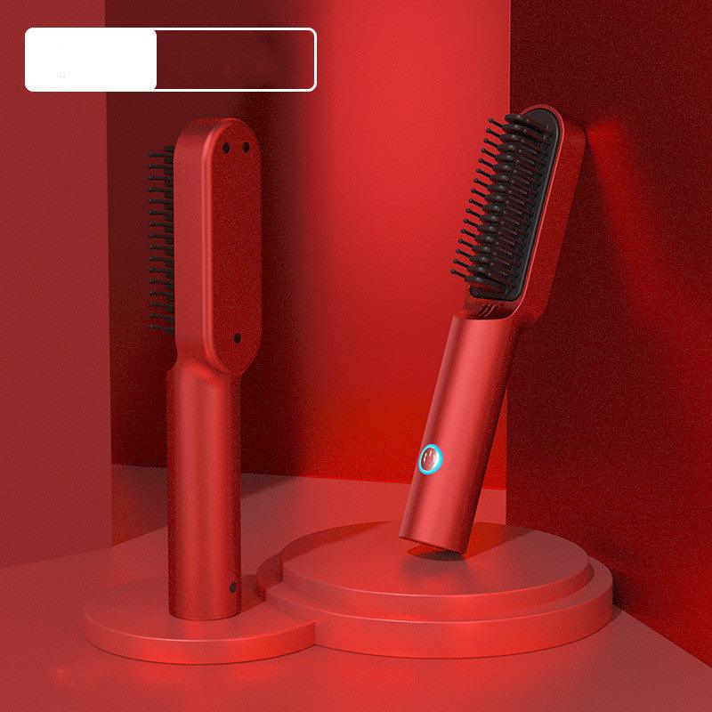 USB Portable Hot Air Comb Rechargable Professional Hair Dryer Brush 2 In1 Mini Hair Straightener Curler Brush Hair Styler - Nioor