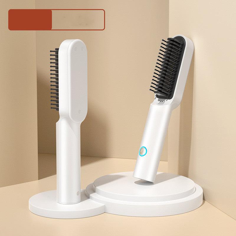 USB Portable Hot Air Comb Rechargable Professional Hair Dryer Brush 2 In1 Mini Hair Straightener Curler Brush Hair Styler - Nioor