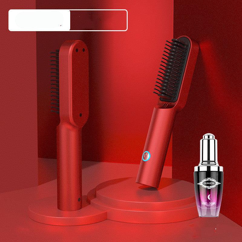 USB Portable Hot Air Comb Rechargable Professional Hair Dryer Brush 2 In1 Mini Hair Straightener Curler Brush Hair Styler - Nioor