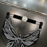 V-neck Vest Rhinestone Shiny Butterfly Backless Top - Nioor