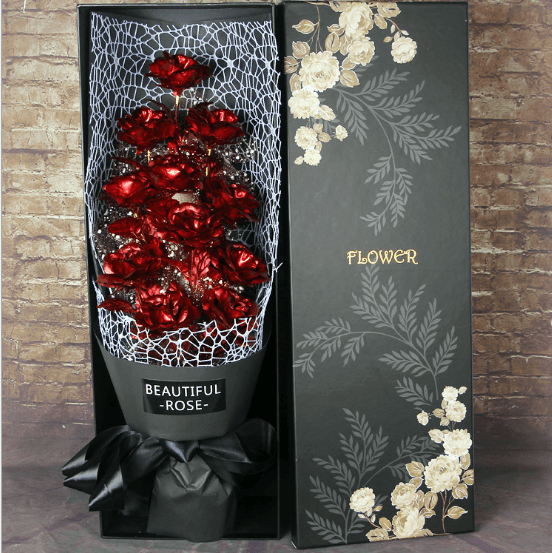 Valentine''s Day Gift on Tanabata Valentine''s Day Golden Rose 24K Golden Foil Rose Bundle for Marriage Creative Wedding for Wife and Girlfriend - Nioor