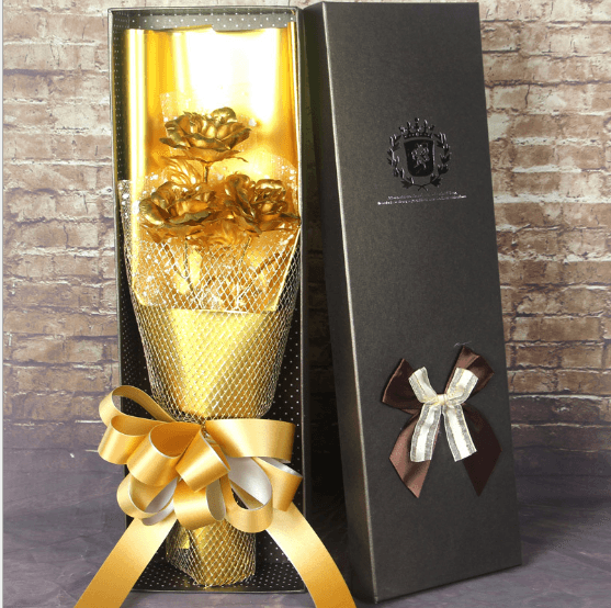 Valentine''s Day Gift on Tanabata Valentine''s Day Golden Rose 24K Golden Foil Rose Bundle for Marriage Creative Wedding for Wife and Girlfriend - Nioor