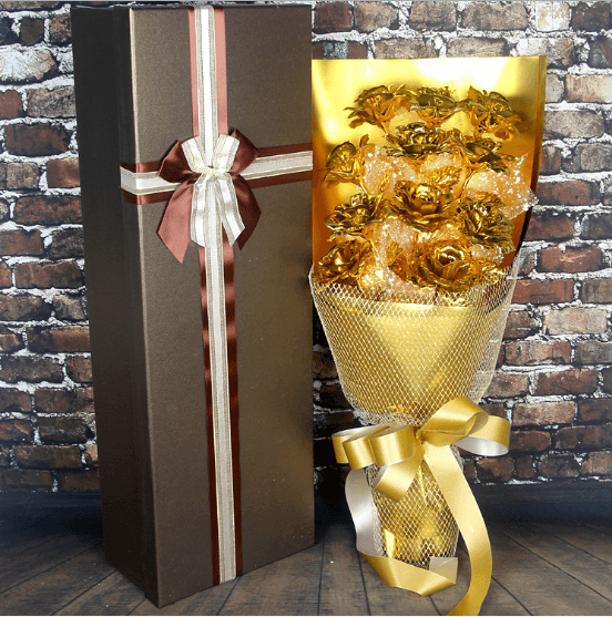 Valentine''s Day Gift on Tanabata Valentine''s Day Golden Rose 24K Golden Foil Rose Bundle for Marriage Creative Wedding for Wife and Girlfriend - Nioor