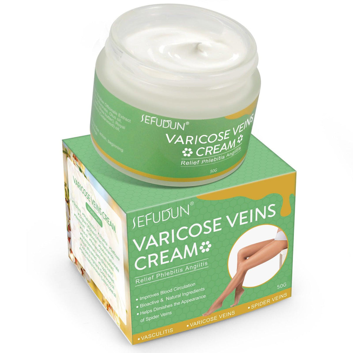 Vein Cream Red Blood Streaks Repair Earthworm Leg Bruises Bulge Relief Pain Safflower Ointment Varicose Cream - Nioor