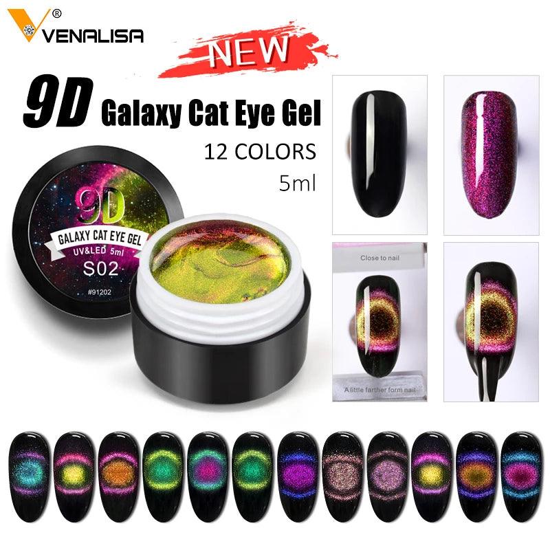 Venalisa 9D Gel Varnish Cat Eye Magic Chameleon Gel Varnish Nail Manicure Galaxy Starry Magnetic Multicolor 5ml Nail Gel Polish - Nioor