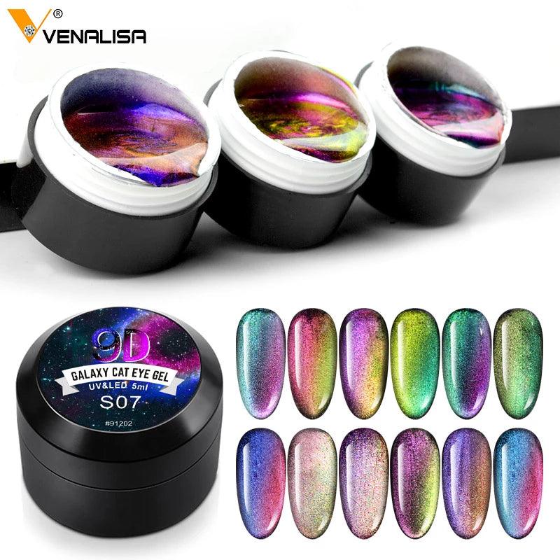 Venalisa 9D Gel Varnish Cat Eye Magic Chameleon Gel Varnish Nail Manicure Galaxy Starry Magnetic Multicolor 5ml Nail Gel Polish - Nioor