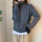 Versatile Long Sleeve Thick Knit Cardigan Loose - Nioor