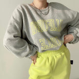 Versatile Western Alphabet Print Slit Sweatshirt - Nioor