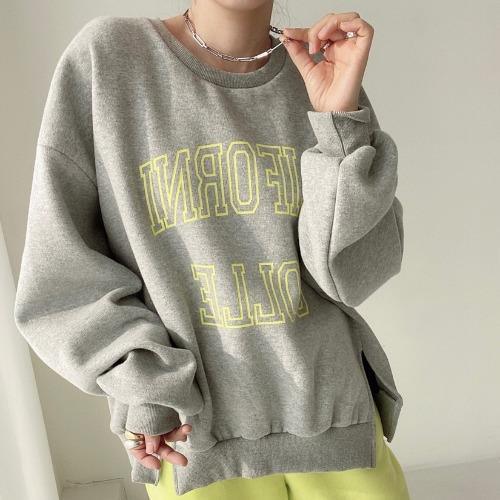 Versatile Western Alphabet Print Slit Sweatshirt - Nioor