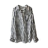 Vertical Striped Long-sleeved Shirt Lightweight Sun Protection Top - Nioor