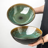 Vintage Green Ceramic 8-inch Bowl Household Noodle Bowl - Nioor