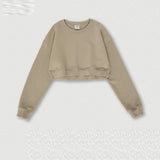 Washed Worn Frayed Round Neck Sweater - Nioor