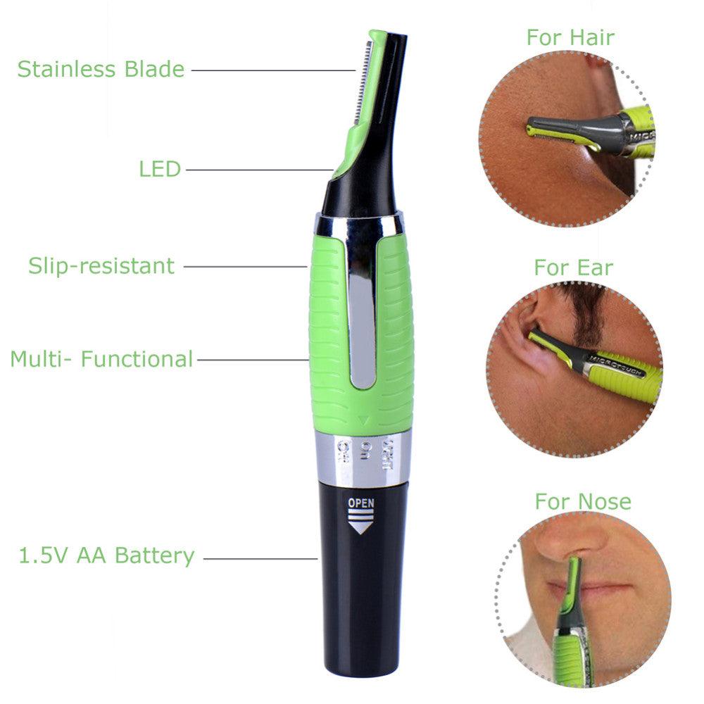 Water Resistant Nose Ear Hair Trimmer Clipper Shaver LED Light Beard Eyebrow Siderburns Ear Neck Nasal Hair Remover - Nioor