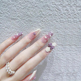 Wear Nail Milk Flavor Taro Taro Purple Gradient Nebula Flower Fake Nails Nail Stickers - Nioor