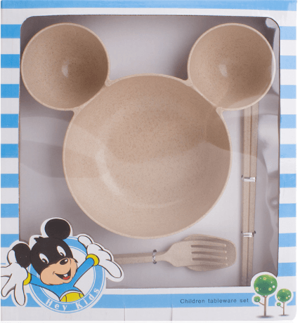 Wheat Straw, Children's Bowl, Cartoon, Wheat Chopsticks, Fork Spoon, Fruit Dish, Mickey's Bowl, Lovely Gift Set - Nioor