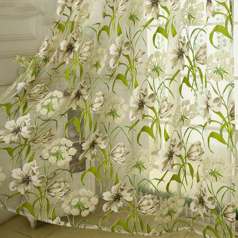 White Striped Yarn Translucent Curtain For Bedroom - Nioor