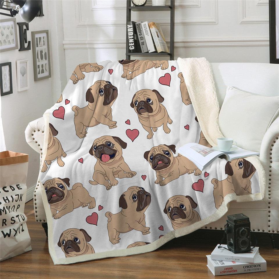 Winter Double-layer Thick Blankets Printed Cotton Fleece Blanket Sofa Blankets Lazy Blankets Puppy Series - Nioor