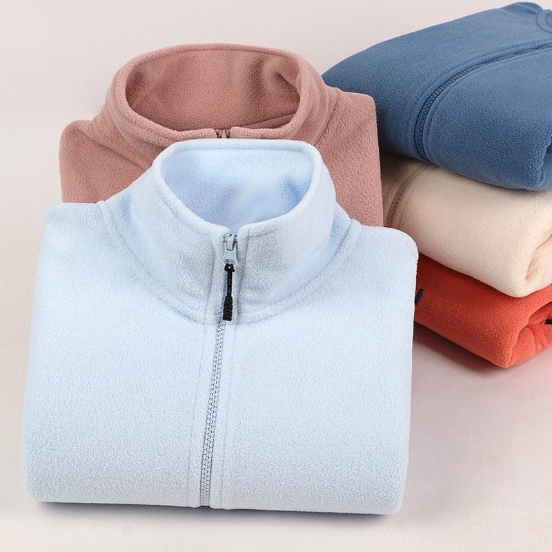 Winter Sports Zipper Polar Fleece Loose Sweater Coat - Nioor