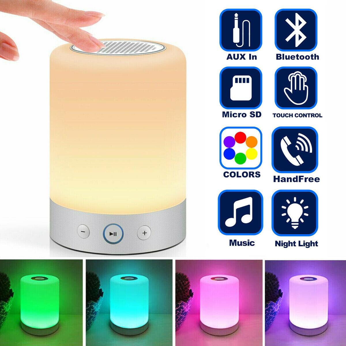 Wireless Night Light Bluetooth Speaker Color Changing Touch Control Desk Lamp - Nioor