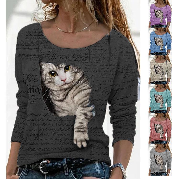 Women's Animal Pattern Long Sleeve T-shirt Women's Undercoat - Nioor