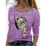 Women's Animal Pattern Long Sleeve T-shirt Women's Undercoat - Nioor