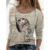 Women's Animal Pattern Long Sleeve T-shirt Women's Undercoat - Nioor