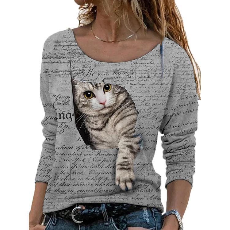 Women's Animal Pattern Long Sleeve T-shirt Women's Undercoat - Nioor