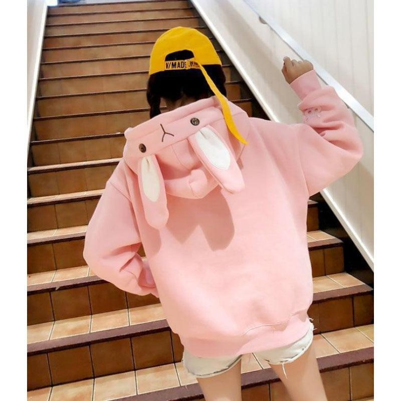 Women's Autumn And Winter Embroidered Cute Rabbit Ear Pocket Hoodie - Nioor