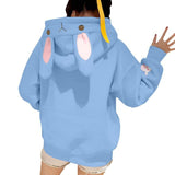 Women's Autumn And Winter Embroidered Cute Rabbit Ear Pocket Hoodie - Nioor