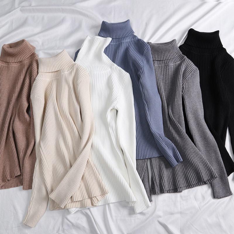 Women's Autumn Top Knitted Bottoming Shirt Turtleneck Sweater - Nioor