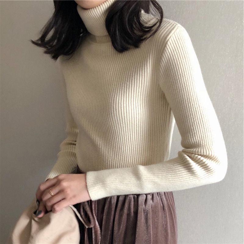 Women's Autumn Top Knitted Bottoming Shirt Turtleneck Sweater - Nioor