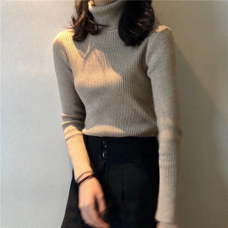 Women's Autumn Top Knitted Bottoming Shirt Turtleneck Sweater - Nioor