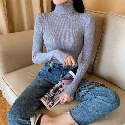 Women's Autumn Top Knitted Bottoming Shirt Turtleneck Sweater - Nioor