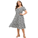 Women's Bubble Sleeve Ruffled Printed Elegant Slimming Dress - Nioor