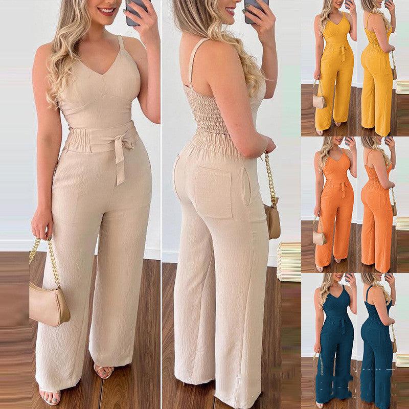 Women's Camisole Straight-leg Pants Casual Suit - Nioor